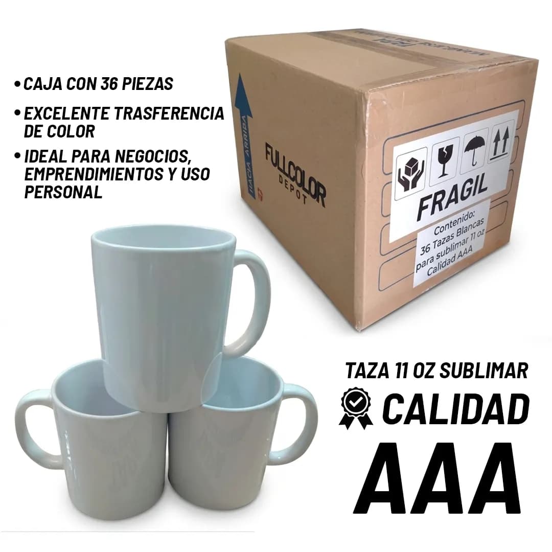Caja 36 Tazas Blancas para Sublimación AAA 11 Oz – imagen 2